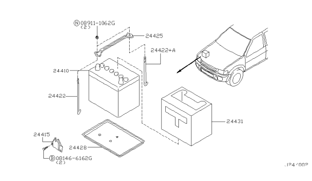 2002 Infiniti QX4 Cover-Battery Diagram for 24431-5W900