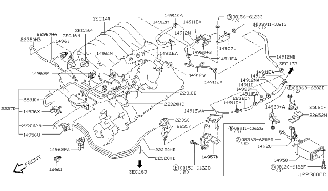 2003 Infiniti QX4 Clamp-Hose,B Diagram for 24220-4W010