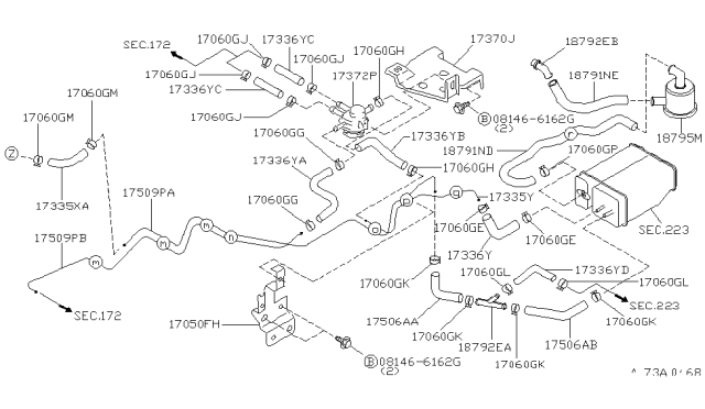 1997 Infiniti QX4 Clamp Diagram for 17571-1W200