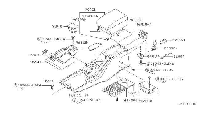 1998 Infiniti QX4 Bracket-Ashtray Diagram for 96512-0M000