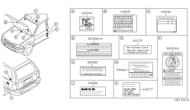 2002 Infiniti QX4 Caution Plate & Label Diagram 2