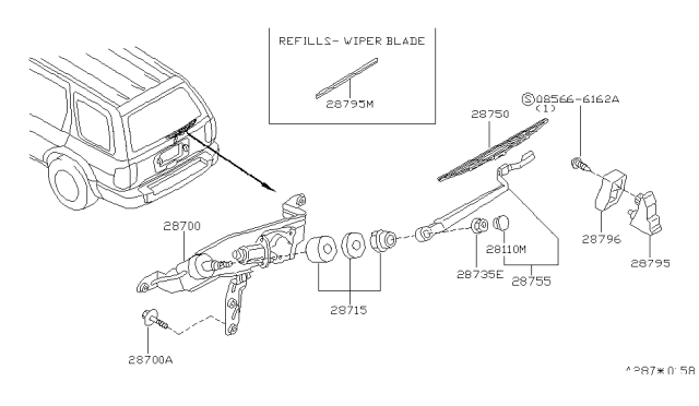 2000 Infiniti QX4 Rear Window Wiper Diagram