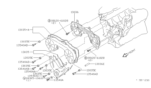 2001 Infiniti QX4 Bolt Front Cover Diagram for 13505-12G00