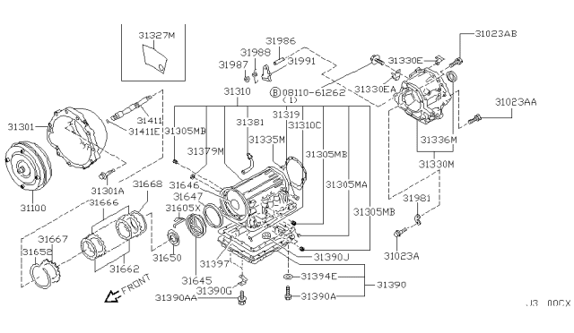 2003 Infiniti QX4 Torque Converter,Housing & Case Diagram 4