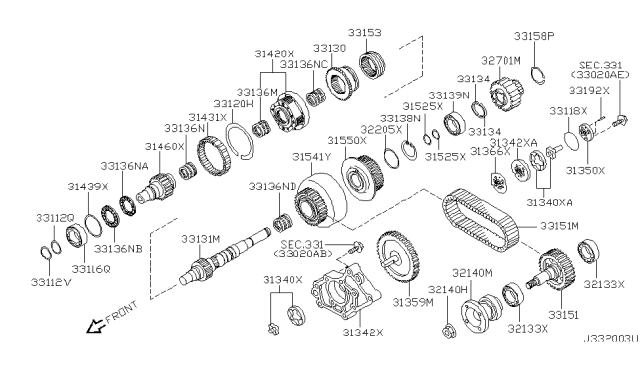 1999 Infiniti QX4 Transfer Gear Diagram 1
