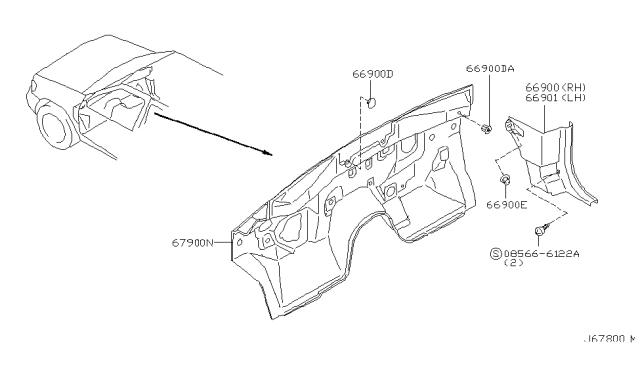 2003 Infiniti QX4 Finisher-Dash Side,LH Diagram for 66901-5W902