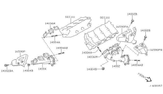 2001 Infiniti QX4 Cover-Exhaust Manifold Diagram for 16590-4W010