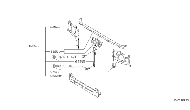 2002 Infiniti QX4 Front Apron & Radiator Core Support Diagram 2