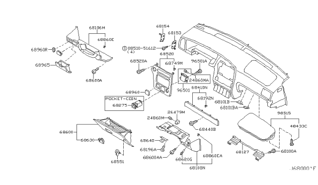 2001 Infiniti QX4 Box-Glove Diagram for 68500-0W002