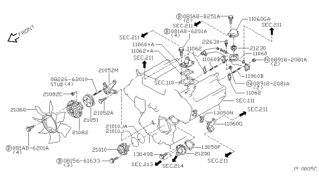 2001 Infiniti QX4 Coupling Assy-Fan Diagram for 21082-0W000