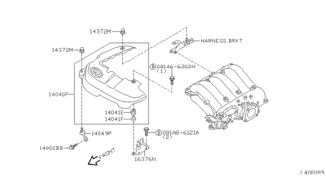 2002 Infiniti QX4 Bracket-Ornament Diagram for 14049-4W001