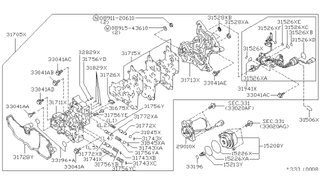 1998 Infiniti QX4 Motor Assembly-Traction Diagram for 29010-0W421