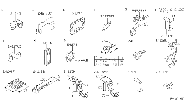 2000 Infiniti QX4 Bracket-Harness Clip Diagram for 24239-5W070