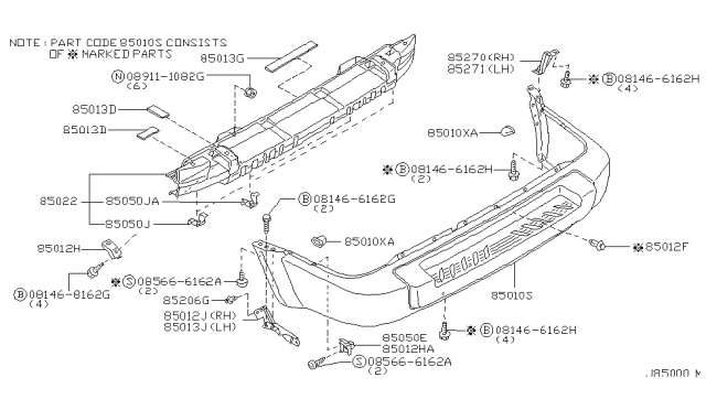 2000 Infiniti QX4 Rear Bumper Diagram 2
