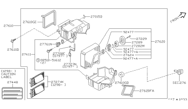 1998 Infiniti QX4 Seal Diagram for 27287-31U00