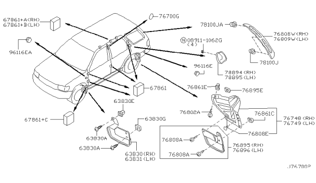 2003 Infiniti QX4 Body Side Fitting Diagram 1