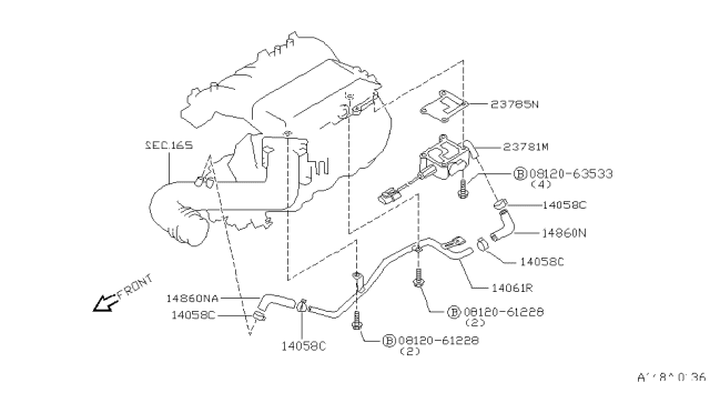 1998 Infiniti QX4 Pipe Assy-Air Diagram for 14061-1W600