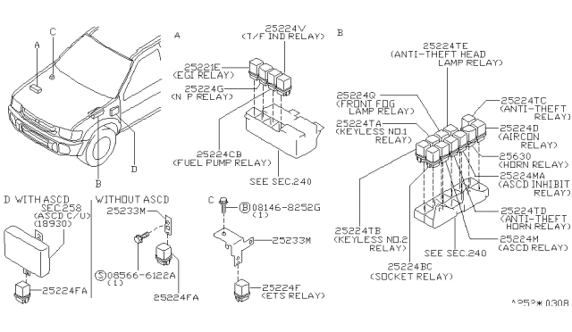 1998 Infiniti QX4 Relay Diagram for 25230-C9940