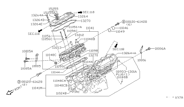 1998 Infiniti QX4 Cylinder Head & Rocker Cover Diagram