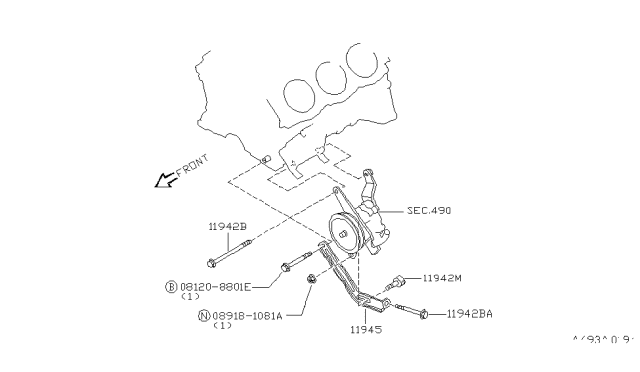 2001 Infiniti QX4 Bolt Diagram for 11719-S9700