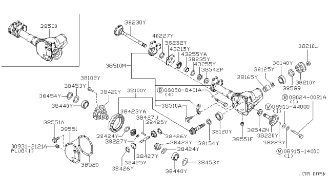 2000 Infiniti QX4 Gear-Side Diagram for 38423-21W00