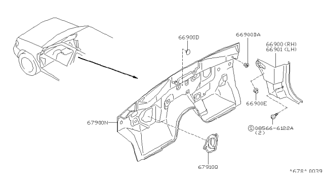 2000 Infiniti QX4 Finisher-Dash Side,LH Diagram for 66901-3W700