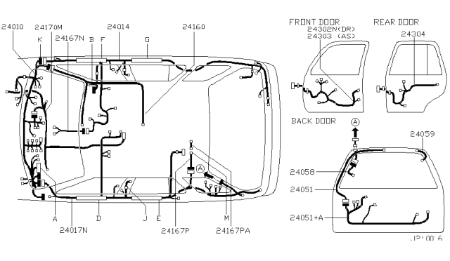 2003 Infiniti QX4 Harness Assy-Door,Front Diagram for 24124-5W901