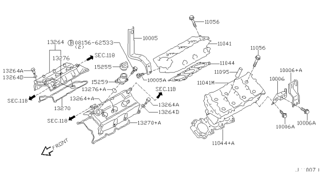 2003 Infiniti QX4 Gasket-Cylinder Head Diagram for 11044-4W005