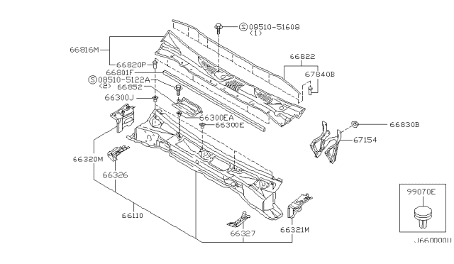 1999 Infiniti QX4 Cowl Top & Fitting Diagram