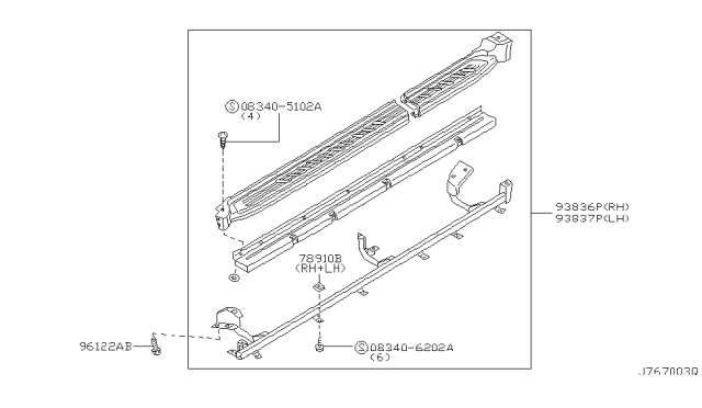 2002 Infiniti QX4 Step-Side,RH Diagram for 96100-1W674