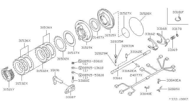 1999 Infiniti QX4 Transfer Shift Lever,Fork & Control Diagram 4