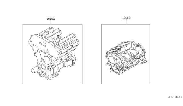 2003 Infiniti QX4 Engine Assy-Short Diagram for 10103-4W9M0