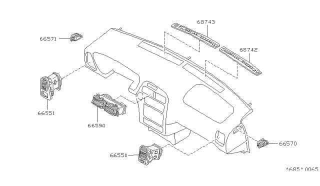 1997 Infiniti QX4 Grille-Front Defroster,LH Diagram for 68743-0W000