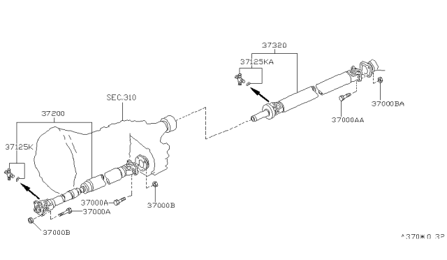 2003 Infiniti QX4 Propeller Shaft Diagram 2