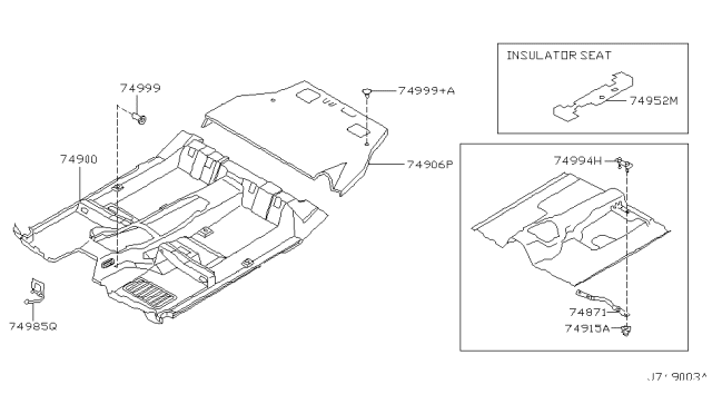 2000 Infiniti QX4 Carpet-Rear FLR,Front Diagram for 74906-1W305