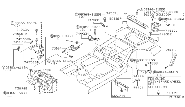 2000 Infiniti QX4 Floor Fitting Diagram 1