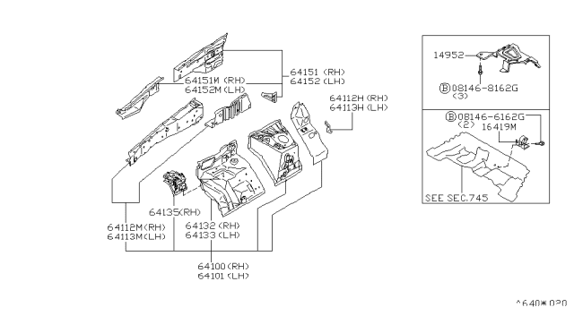 2000 Infiniti QX4 Hood Ledge & Fitting Diagram 1