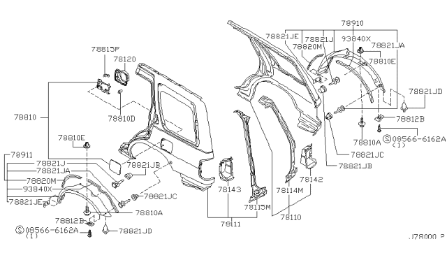 2000 Infiniti QX4 Rear Fender & Fitting Diagram 3