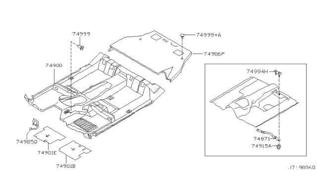 2003 Infiniti QX4 Clip-Trim Diagram for 74999-1W305