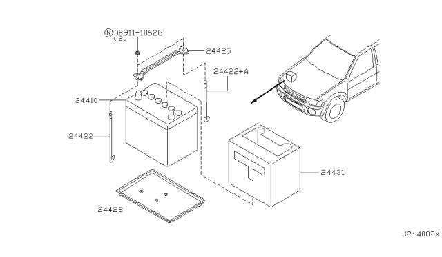 2003 Infiniti QX4 Battery & Battery Mounting Diagram