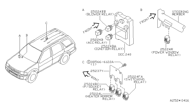 1998 Infiniti QX4 Bracket-Relay Diagram for 25238-2W600