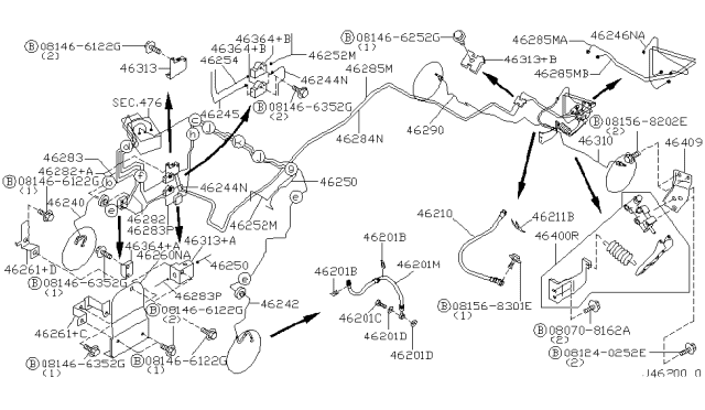 2000 Infiniti QX4 Brake Piping & Control Diagram 6