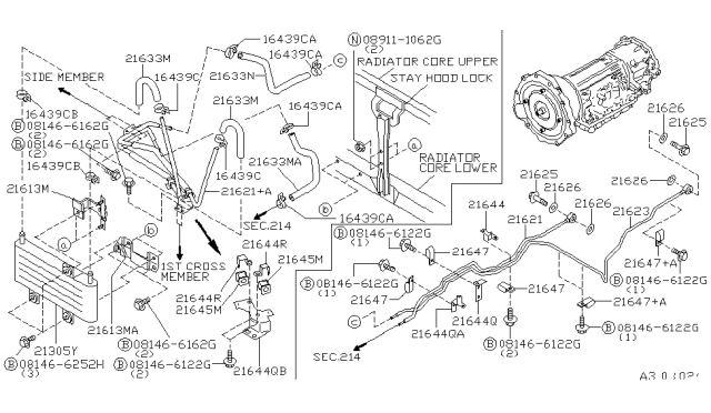 1999 Infiniti QX4 Bracket-Tube Diagram for 21644-0W510