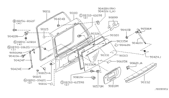 2001 Infiniti QX4 Stud-Ball Back Door Stay Diagram for 90456-70T00