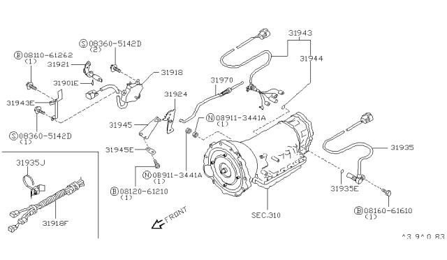 1999 Infiniti QX4 Terminal Assy Diagram for 31943-44X02