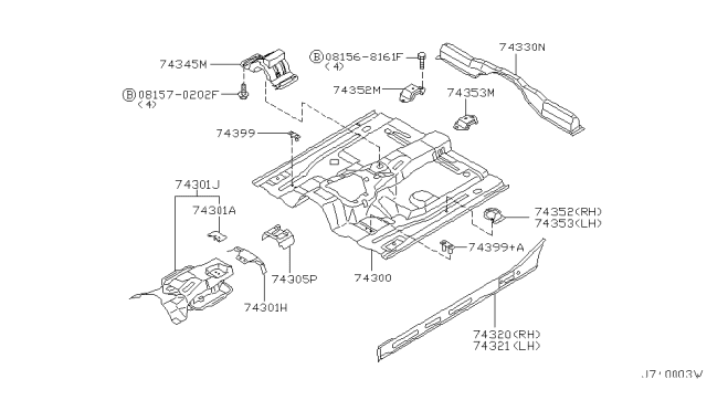 2001 Infiniti QX4 Floor Panel Diagram 3