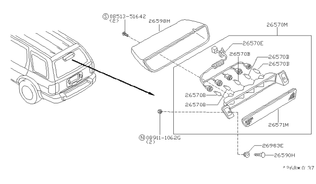 2000 Infiniti QX4 High Mounting Stop Lamp Diagram 2