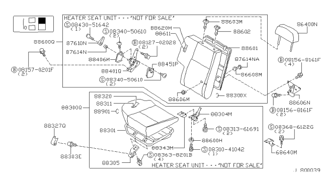 2002 Infiniti QX4 Cover-Reclining Device,Outer RH Diagram for 88405-0W000