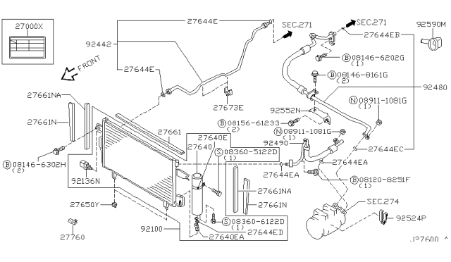 2001 Infiniti QX4 Condenser,Liquid Tank & Piping Diagram 3