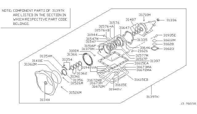 2003 Infiniti QX4 Gasket & Seal Kit-Auto Transmission Diagram for 31397-4EX29